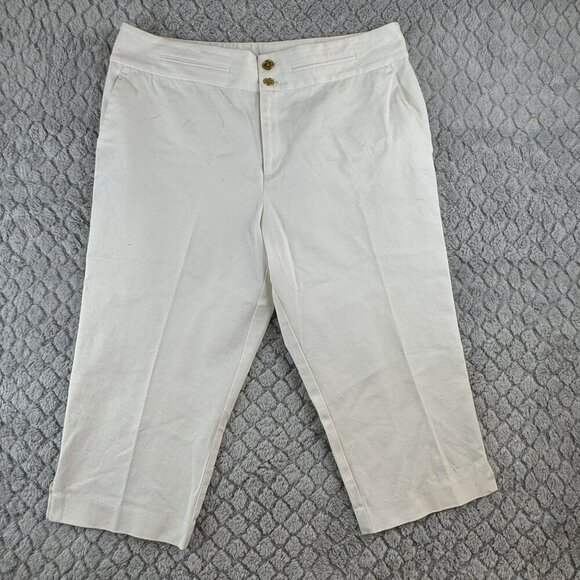 Lauren Ralph Lauren White Womens Capri's‎ Size 16 side slit LRL EUC - Picture 1 of 9